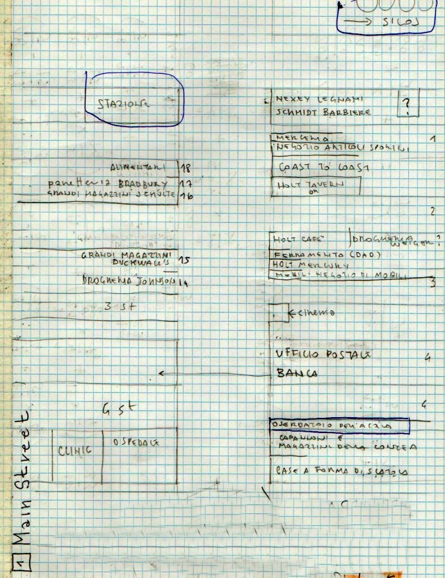 Disegni preparatori di Marco Denti: Main Street